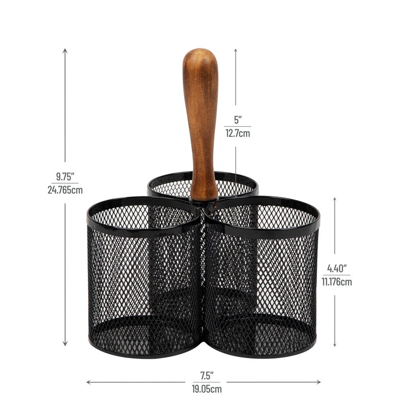Mind Reader Utensil Holder, Silverware Organizer, Caddy, Cutlery Holder, Kitchen, Metal Mesh, 7.5"L x 7.5"W x 9.75"H, Black - Image 3
